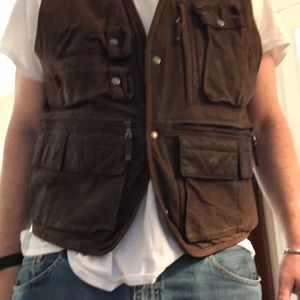 Banana Republic brown leather safari vest